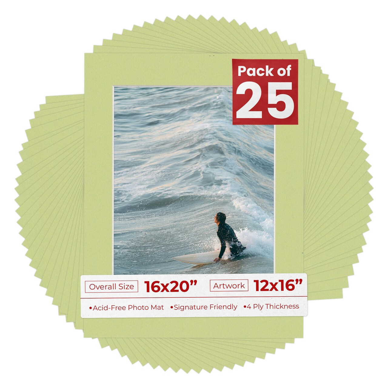 Pistachio Green Mat Board for 16x20 Frames - Fits 12x16 Photos